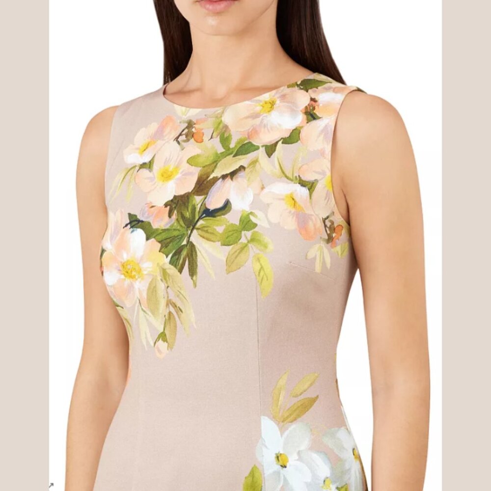 HOBBS LONDON Francine Floral Print Sheath Dress Oyster Multi Size 4 - Picture 3 of 6